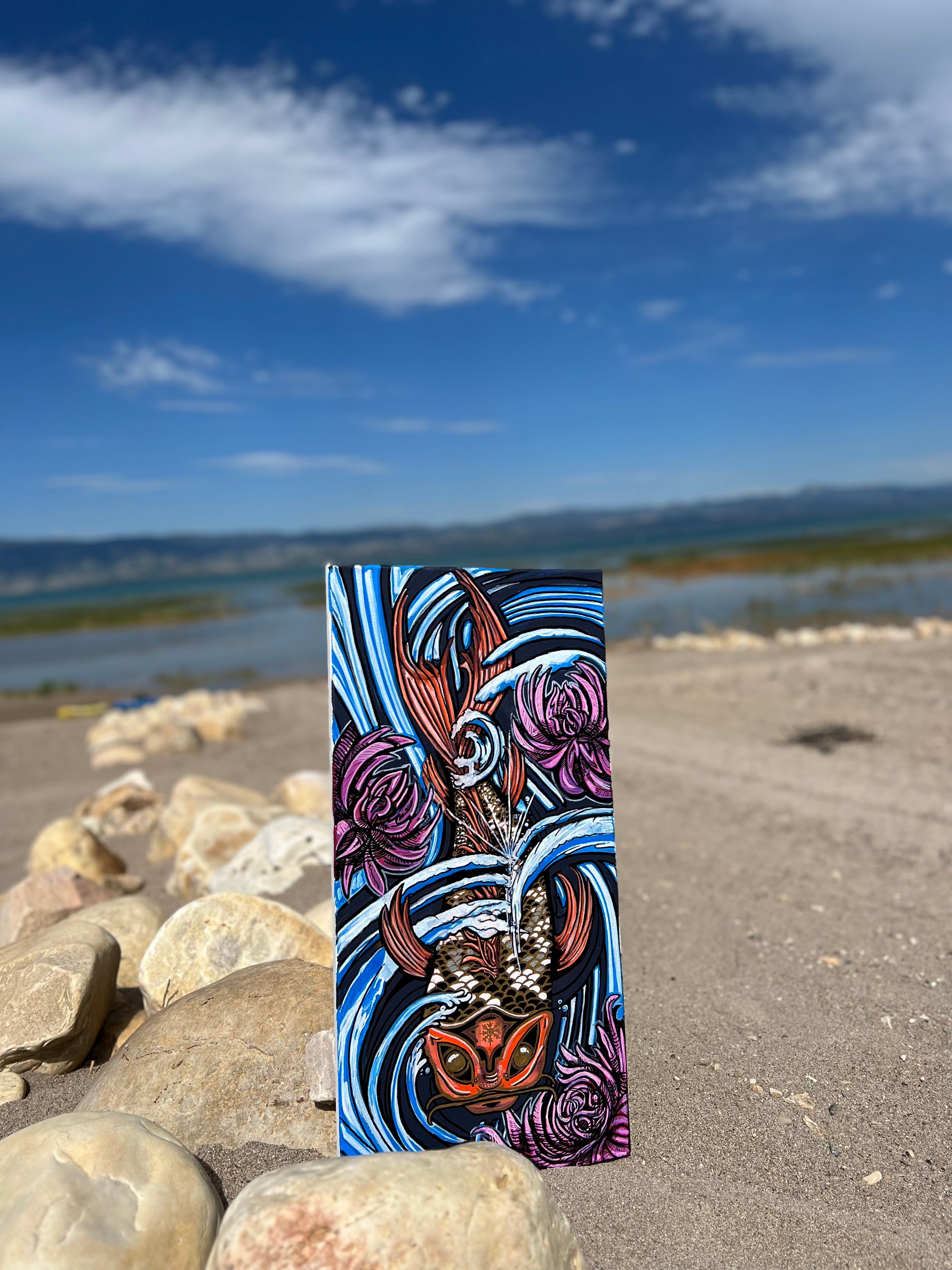 Koi Swimming Down Stream